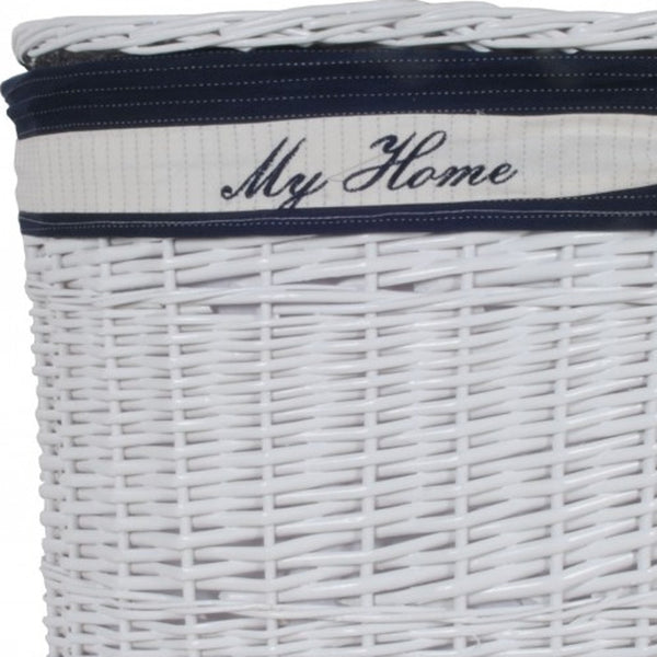 Homeroots 14.5" X 20" X 23" Whiteblueovalwillow Basket Set Of 5  Rattan 365075