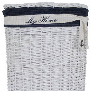 Homeroots 14.5" X 20" X 23" Whiteblueovalwillow Basket Set Of 5  Rattan 365075