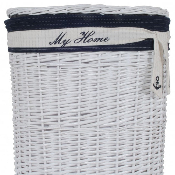 Homeroots 14.5" X 20" X 23" Whiteblueovalwillow Basket Set Of 5  Rattan 365075
