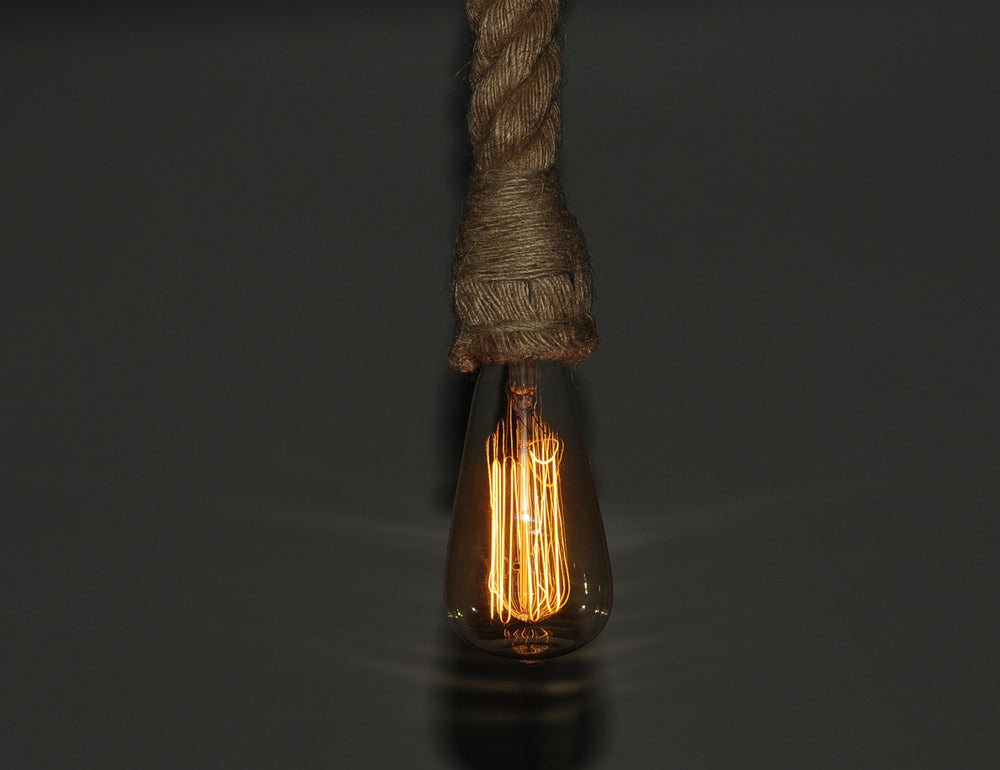 Homeroots 5.5" X 5.5" X 36" Rope Pendant Lamp  Single Bulb   365077
