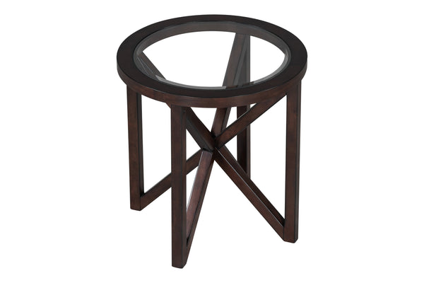 English Elm Modern Glass Coffee Table - Stylish Round Design With Solid Wood Base For Living Room & Study Use W487P317846