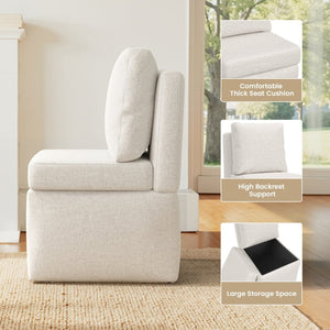English Elm Armless Corduroy Accent Chair with Dense Cushion for Bedroom or Living Room T3623P430761