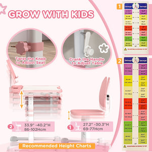 English Elm Qaba Kids Desk And Chair Set - Adjustable, Ergonomic Study Furniture With Storage & Tilt Top, Pink W2225P229107-GIGA