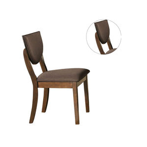 English Elm Set of 2 Transitional Walnut Side Chairs with Curved Legs, Dark Chocolate Fabric Padded Seats and Backs B011P214576