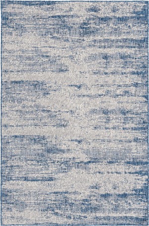 Unique Loom Outdoor Modern Cartago Machine Made Abstract Rug Blue, Ivory/Gray 5' 3" x 8' 0"