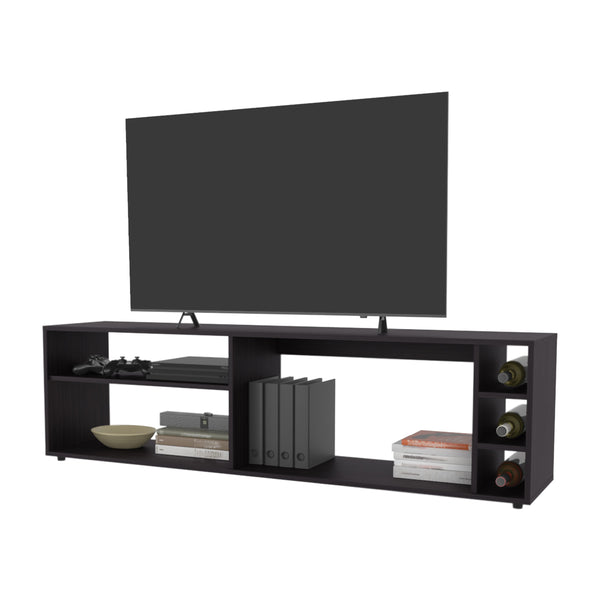 English Elm FM Parker TV Stand with Door and Open Shelves for Large TVs, Minimalist Storage and Modern Style Wenge 69 L x 19 W x 4 H B128P269888