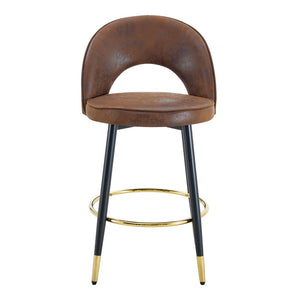 English Elm 360 Swivel Barstools Set of 2 Upholstered Techno Fabric Cushioned Counter Seats W1151P268914