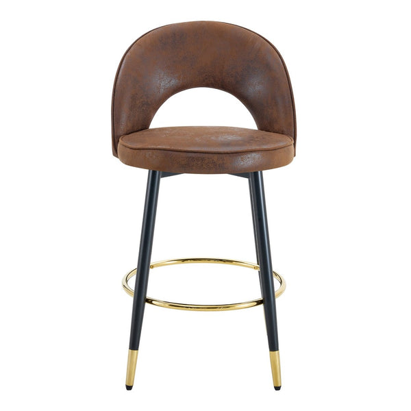 English Elm 360 Swivel Barstools Set of 2 Upholstered Techno Fabric Cushioned Counter Seats W1151P268914