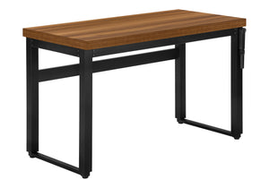 English Elm Computer Desk - Adjustable Height, Contemporary Walnut Laminate & Black Metal, Perfect For Small Spaces B2710P219890