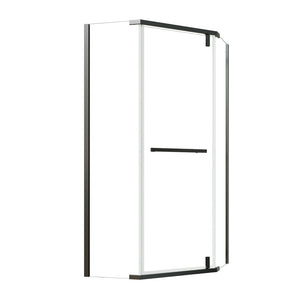 English Elm Corner Frameless Neo-angle Pivot Shower Enclosure with Tempered Glass and Sleek Hardware W637P348794