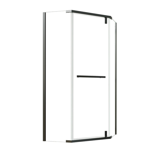 English Elm Corner Frameless Neo-angle Pivot Shower Enclosure with Tempered Glass and Sleek Hardware W637P348794