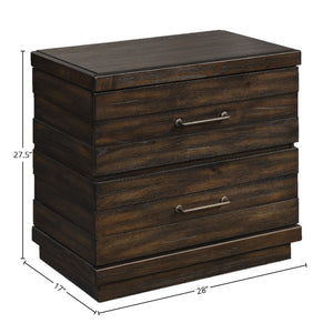 English Elm Industrial Industrial Farmhouse 2-Drawer Nightstand in Brown Solid Wood/MDF with Cedar-Lined Drawer, Custom Hardware and Rustic Charm B2699P237053