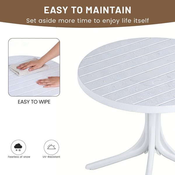 English Elm Summer Round Polypropylene Patio Dining Table Weatherproof Lightweight Indoor Outdoor Use W3450P323346