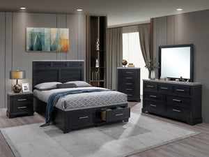English Elm Nick King Storage Bed with Drawers Bold Headboard Faux Granite and Wood Grain Frame B078S00708