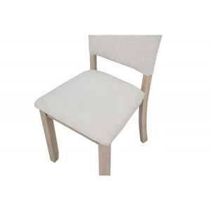 English Elm 5 Piece Round Oak Dining Set with Sculptural Base and Four Upholstered Chairs B011S01918