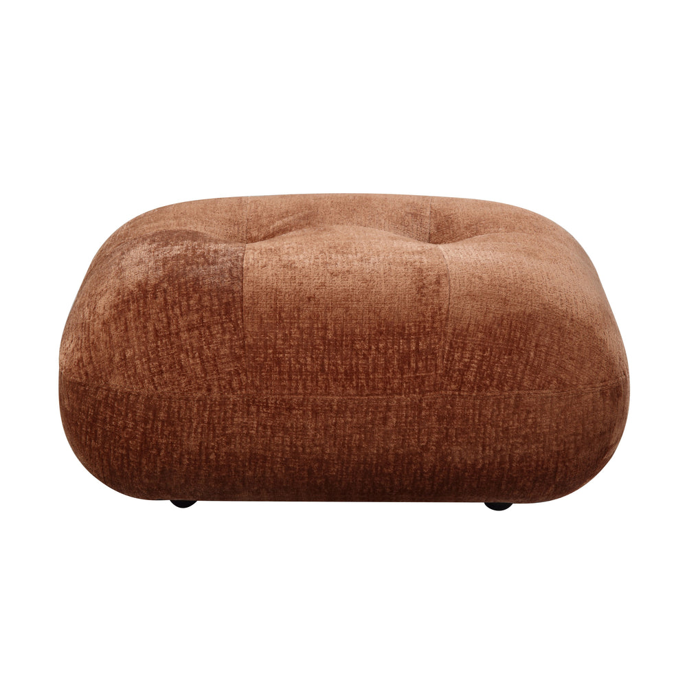 English Elm Carrick Rustic Brown Sandwich Mesh Ottoman with 3D Textured Polyester, Versatile Accent Seat/Footrest B2726P241357