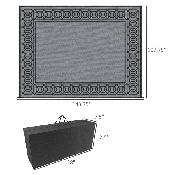 English Elm Outsunny Reversible Outdoor Rug 9'x12' Waterproof Plastic Straw Mat for Patio RV Beach Deck Picnic W2225P200442