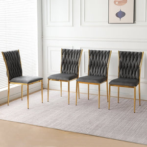 English Elm Modern Velvet Upholstered Dining Chairs Set of 2 with Electroplated Legs for Kitchen Dark Gray W210P301593