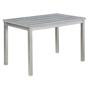 English Elm 5 Piece Wooden Dining Table Set - Elegant Silver Grey Kitchen Furniture With 4 Plush Chairs & Glam Accents W1998S00069