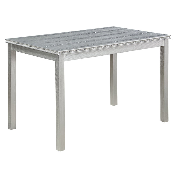 English Elm 5 Piece Wooden Dining Table Set - Elegant Silver Grey Kitchen Furniture With 4 Plush Chairs & Glam Accents W1998S00069