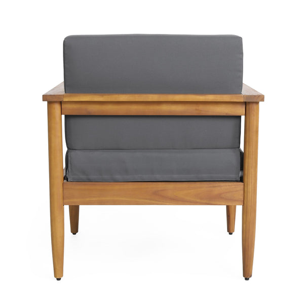 English Elm Christopher Knight Home® - GAVIN Acacia Club Chair Dark Grey with Water-Resistant Cushions, Slat Wood Design, 29"W x 27"D 67311.00DGRY