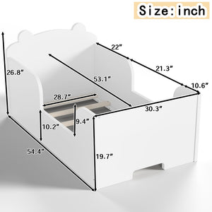 English Elm Toddler Bear Shaped Pine Floor Bed Low Profile Frame Safe Rounded Edges Kids Room White W1580P373252