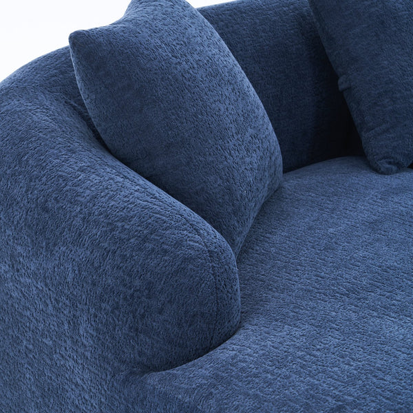 English Elm Compression Compression Sponge Sofa Curved Modular Sectional with 30D High-Density Chenille Sleeper for Cozy Apartment Living Room Comfort and Safe Rounded Design Navy Blue W2231S00030