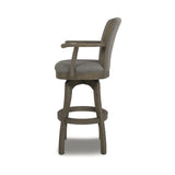 English Elm Williams 31In Swivel Bar Stool With Armrests, Heathered Grey Linen