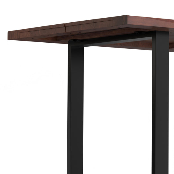 English Elm Fieldcrest Solid Acacia Dining Table with Live Edge Top and Black U-Shaped Iron Legs, 72" Walnut B136P203504