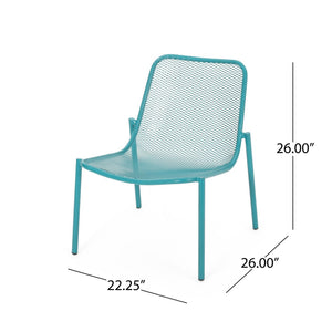 English Elm Kincaid Outdoor Iron Mesh Conversation Set Rust Resistant Patio Chairs with Side Table Teal N775P392159T