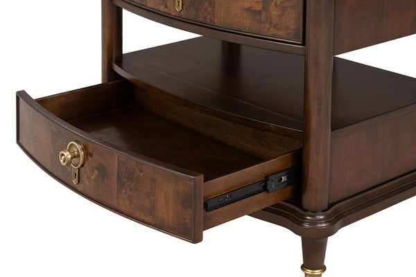 English Elm Contemporary Art Deco Nightstand with Hidden Jewelry Drawer Usb Port Acrylic Legs B2741P433339