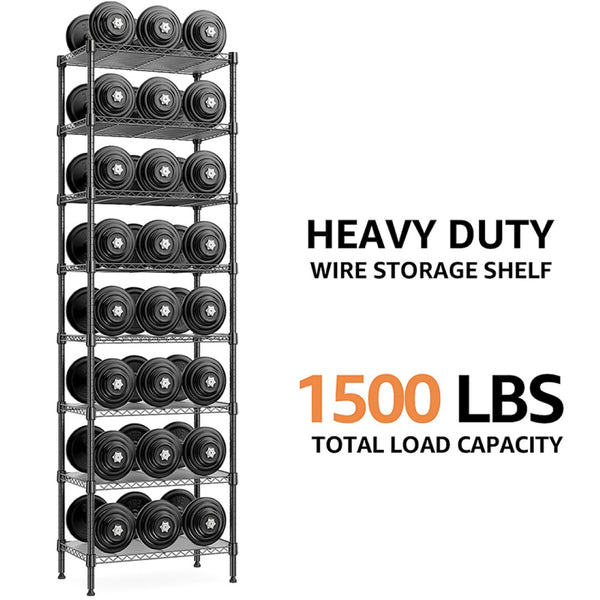 English Elm 8 Tier Heavy Duty Carbon Steel Wire Shelving Unit 2000 Lb Garage Pantry Organizer Black W5386P503961