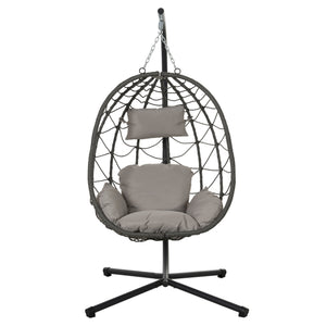 English Elm Egg Chair With Stand – Cozy Indoor Outdoor Hanging Basket Chair For Relaxation & Stylish Decor W1703P163949