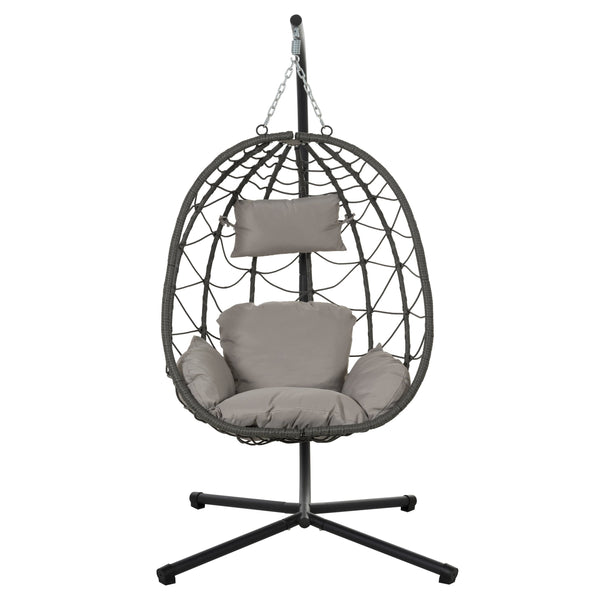 English Elm Egg Chair With Stand – Cozy Indoor Outdoor Hanging Basket Chair For Relaxation & Stylish Decor W1703P163949