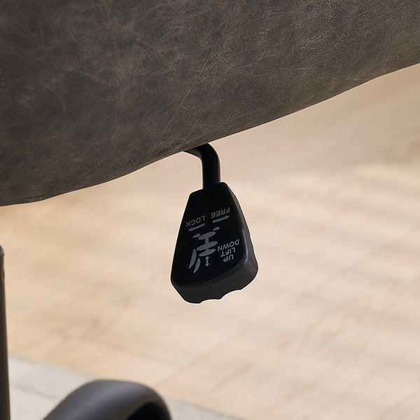 English Elm Artificial ergonomic PU leather office chair with high-density foam, stain-resistant, adjustable height support and modern minimalist design for home and workspace comfort Gray W2311P282363