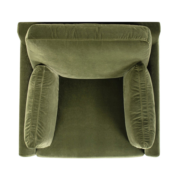 English Elm Jennifer Taylor Home - Pasadena Olive Green Modern Farmhouse Accent Arm Chair - Cozy Velvet, Eco-Friendly Rubberwood Frame B2719P265598