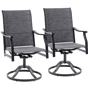 English Elm Outdoor Swivel Patio Dining Chairs Textilene Woven Set for Backyard Entertaining Dark Gray T3623P433702