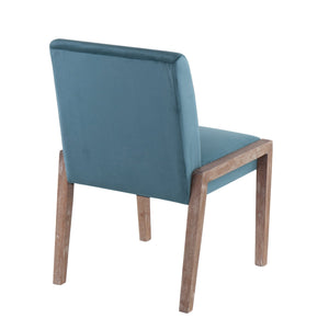 English Elm Carmen Contemporary Dining Chairs Set Of 2 - White Washed Wood & Luxe Crushed Teal Velvet Comfort B202S01321