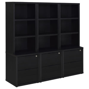 English Elm Geary Modular Three Piece Bookcase Wall Unit with Locking Drawers and Usb Charging Black B062S01703