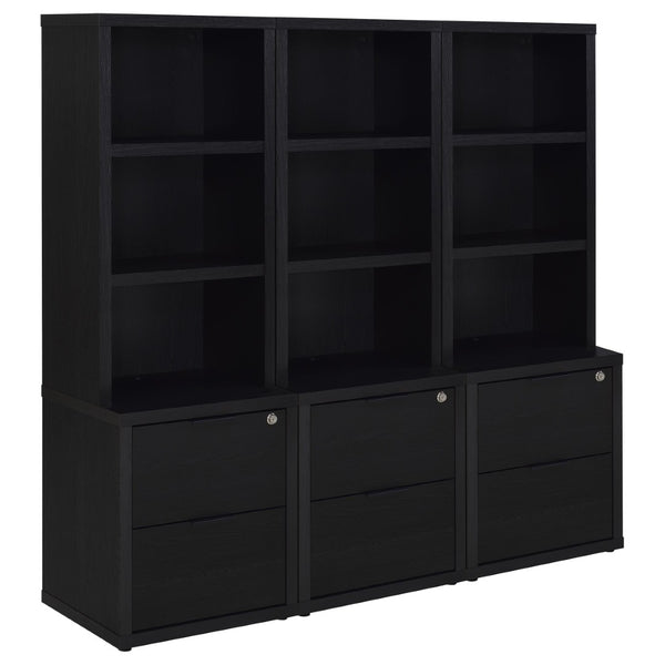 English Elm Geary Modular Three Piece Bookcase Wall Unit with Locking Drawers and Usb Charging Black B062S01703