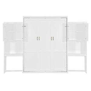 English Elm Queen Size Murphy Bed With Integrated Desk, Vanity & Storage Cabinets For Versatile Living Spaces N820S10057K-GIGA