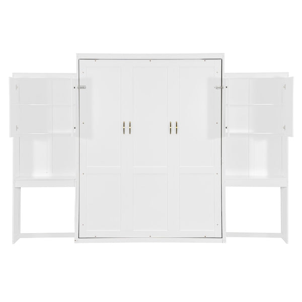 English Elm Queen Size Murphy Bed With Integrated Desk, Vanity & Storage Cabinets For Versatile Living Spaces N820S10057K-GIGA