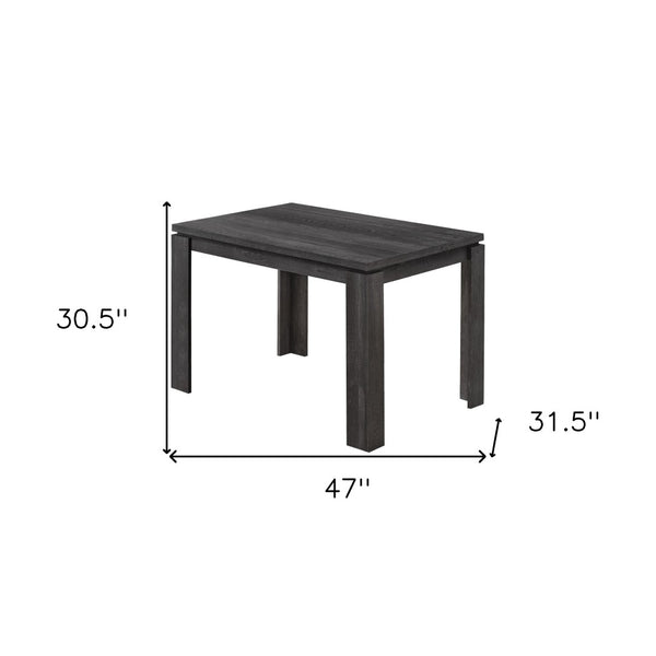 HomeRoots 47" Black Dining Table - Elegant Rectangular Design for 4, Durable Wood, Easy Maintenance & Stylish Finish 366057
