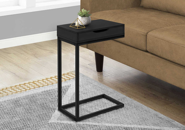 Homeroots 16" X 10.25" X 24.5" Black Metal With A Drawer Accent Table   366064