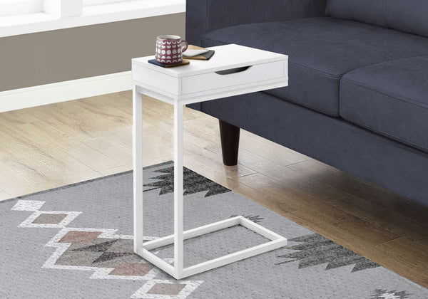 Homeroots 16" X 10.25" X 24.5" White Metal With A Drawer Accent Table   366065