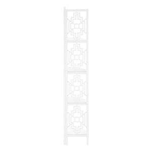 HomeRoots 62" Elegant White Metal Corner Bookcase with Geometric Cutwork - Stylish Storage for Any Room 366068