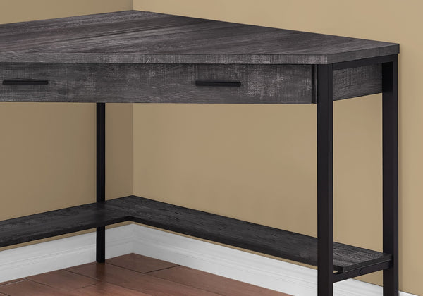 HomeRoots 42" Black Corner Computer Desk - Stylish Space-Saving Design with Drawer for Home Office & Productivity 366072