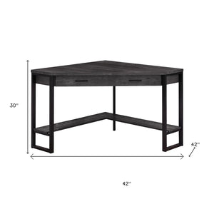 HomeRoots 42" Black Corner Computer Desk - Stylish Space-Saving Design with Drawer for Home Office & Productivity 366072