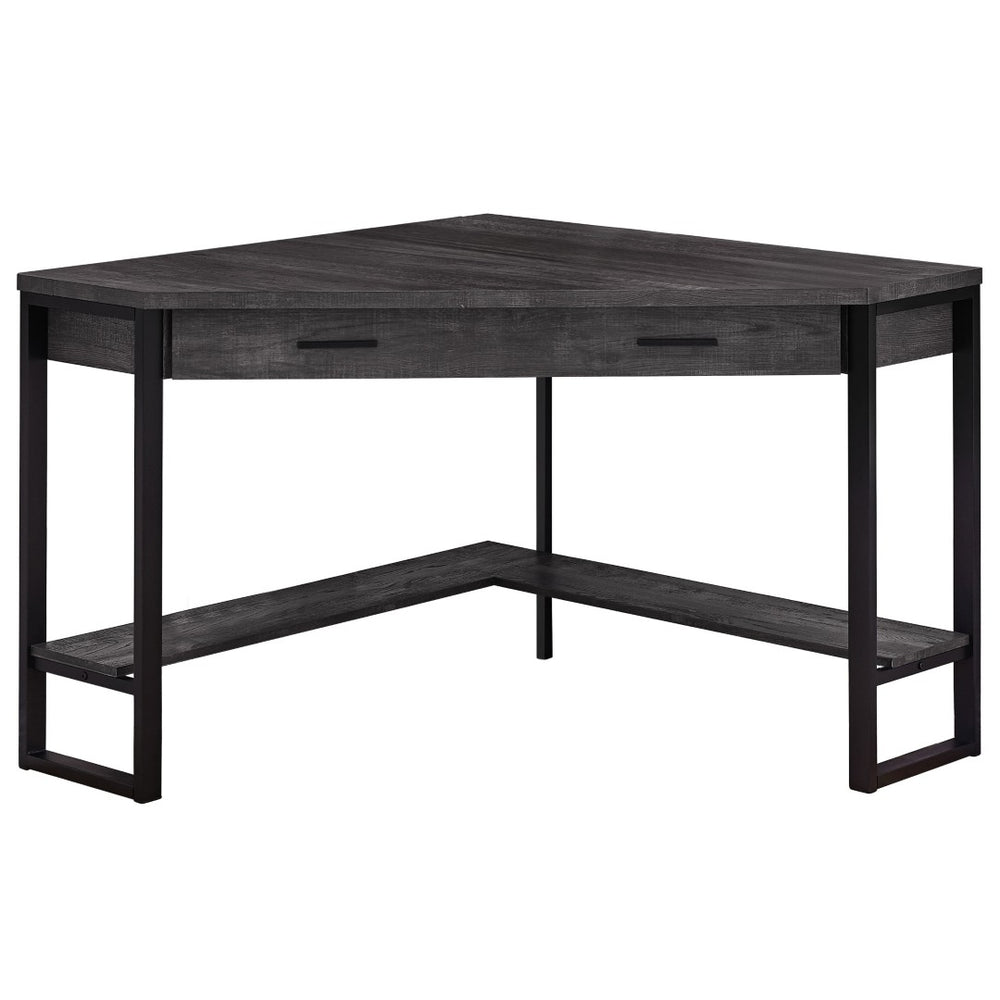 HomeRoots 42" Black Corner Computer Desk - Stylish Space-Saving Design with Drawer for Home Office & Productivity 366072