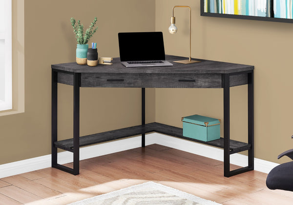 HomeRoots 42" Black Corner Computer Desk - Stylish Space-Saving Design with Drawer for Home Office & Productivity 366072